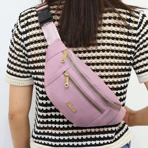 NEW| Women’s Nylon Preppy Pink Adjustable Strap Bum Fanny Pack Waist-Bag